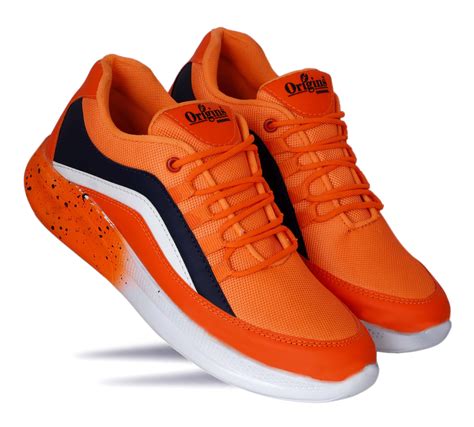 orange designer sneakers for men.